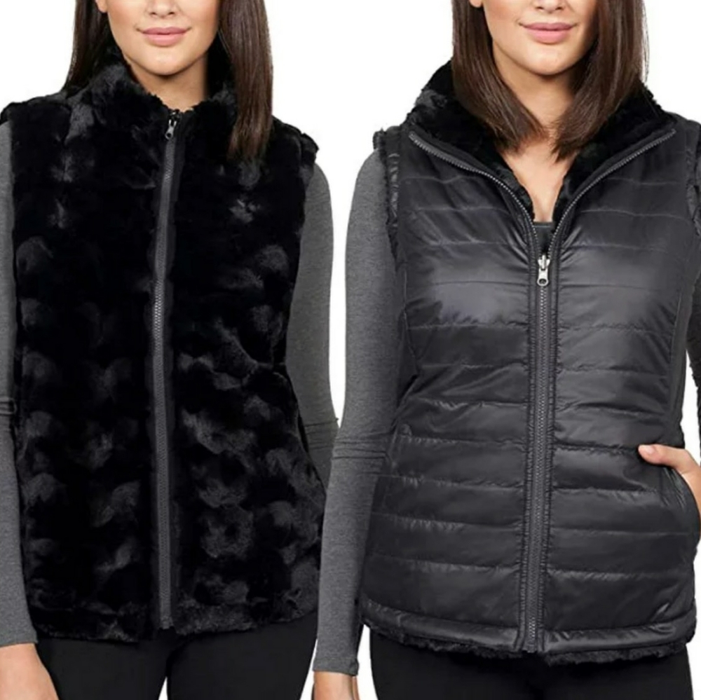 Nicole Miller Original Faux Fur Reversible Vest..Size Large